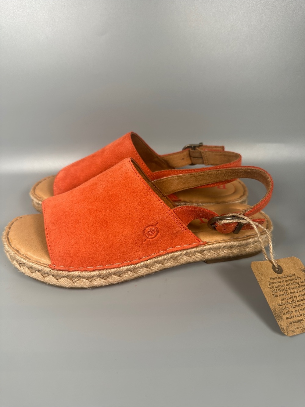 Born Espadrille Flat Suede Sandals Women’s Size 6M Orange Tan